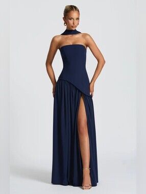 babyboo Maliyah Long Dress - NWT Navy Blue $200 XS